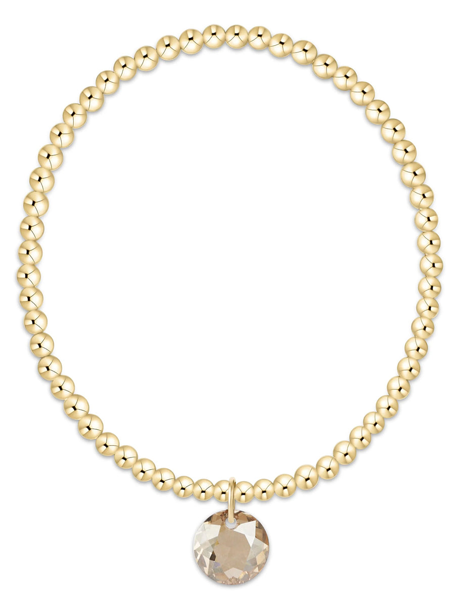 Classic Gold 3mm Bracelet-Reflection Charm (12 Colors)