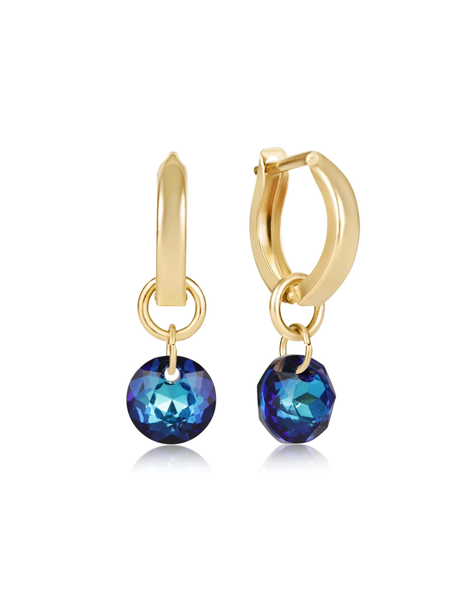 Gold Huggies 0.5" Hoop-Small Reflection Charm (12 Colors)