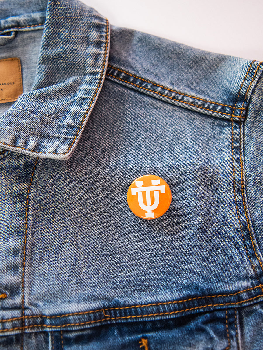 1" round orange UT button