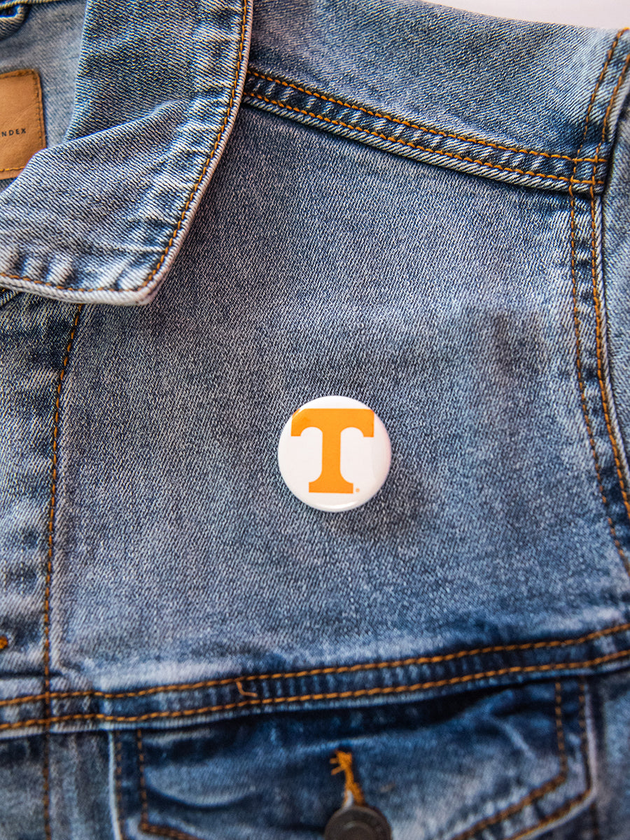 Power T Button on Denim Jacket