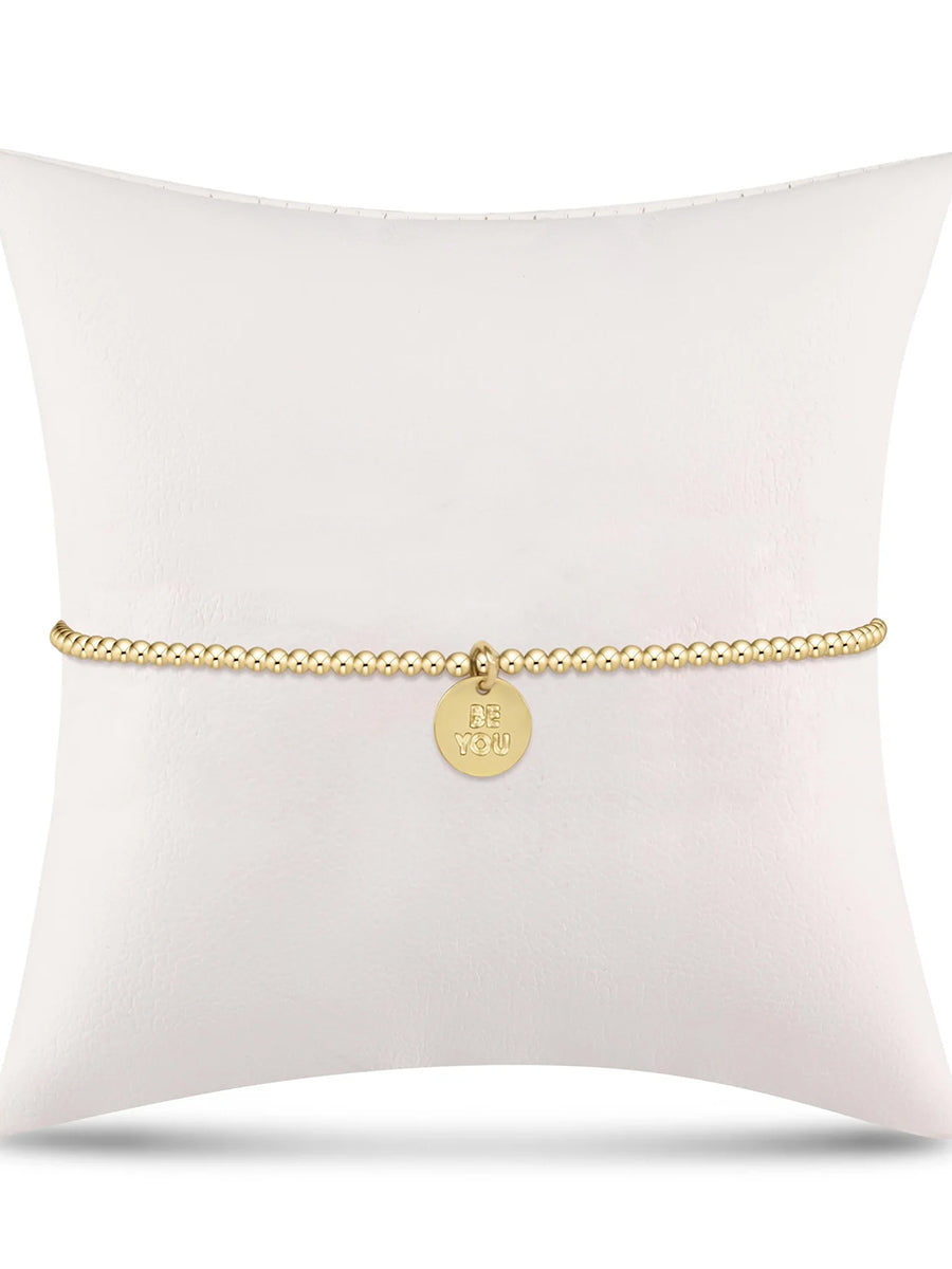 Classic Gold 2mm Be You Smal Gold Word Disc Bracelet