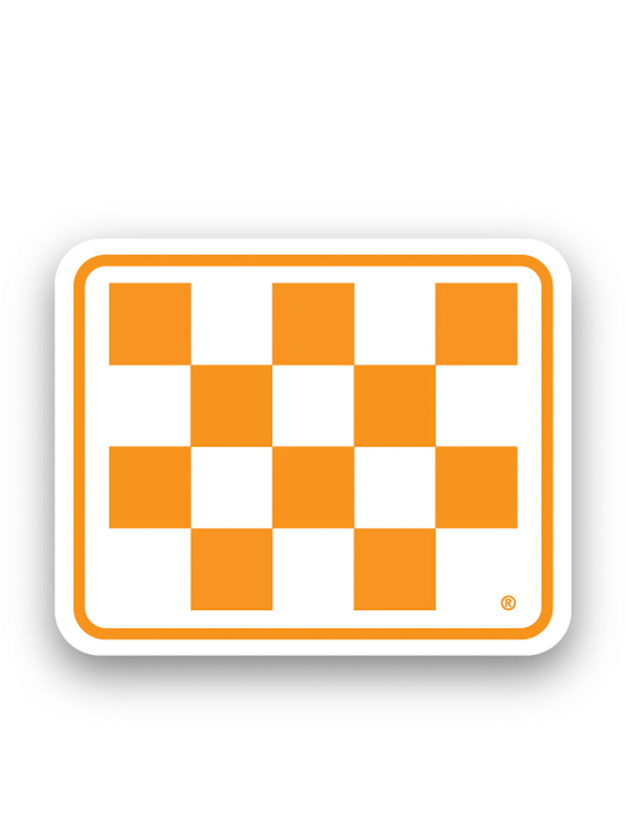Orange & White Checkerboard Sticker