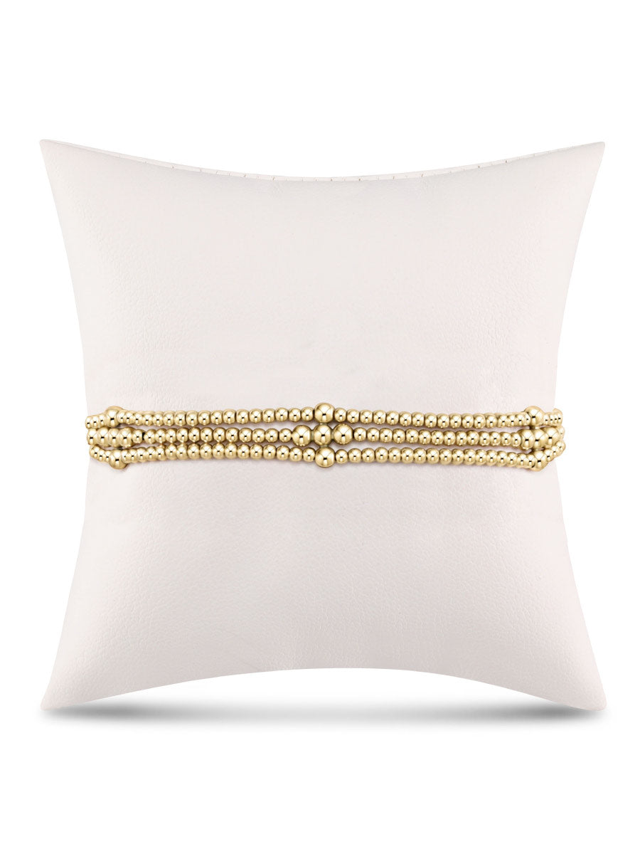 Gold Beaded Three Strand Bracelet