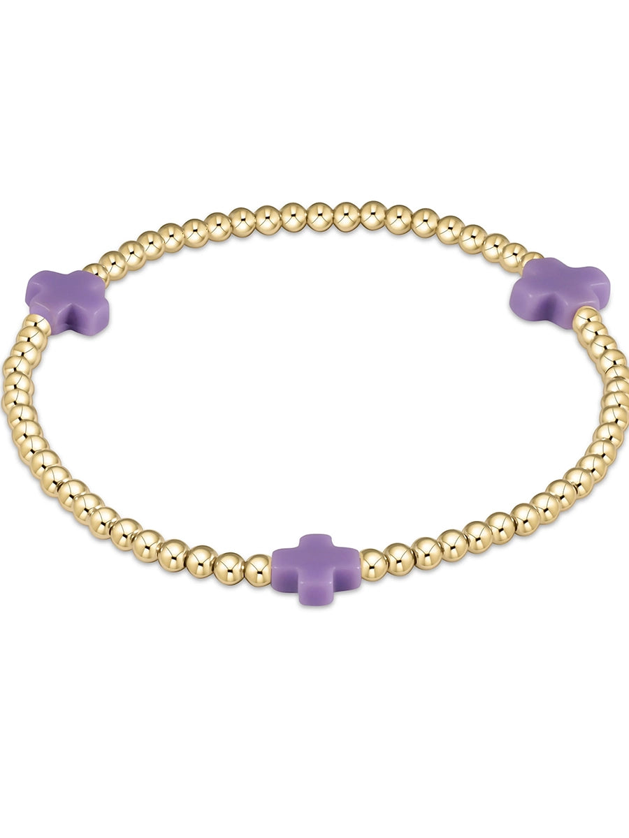 Gold Signature Cross 3mm Bracelet (14 Colors)