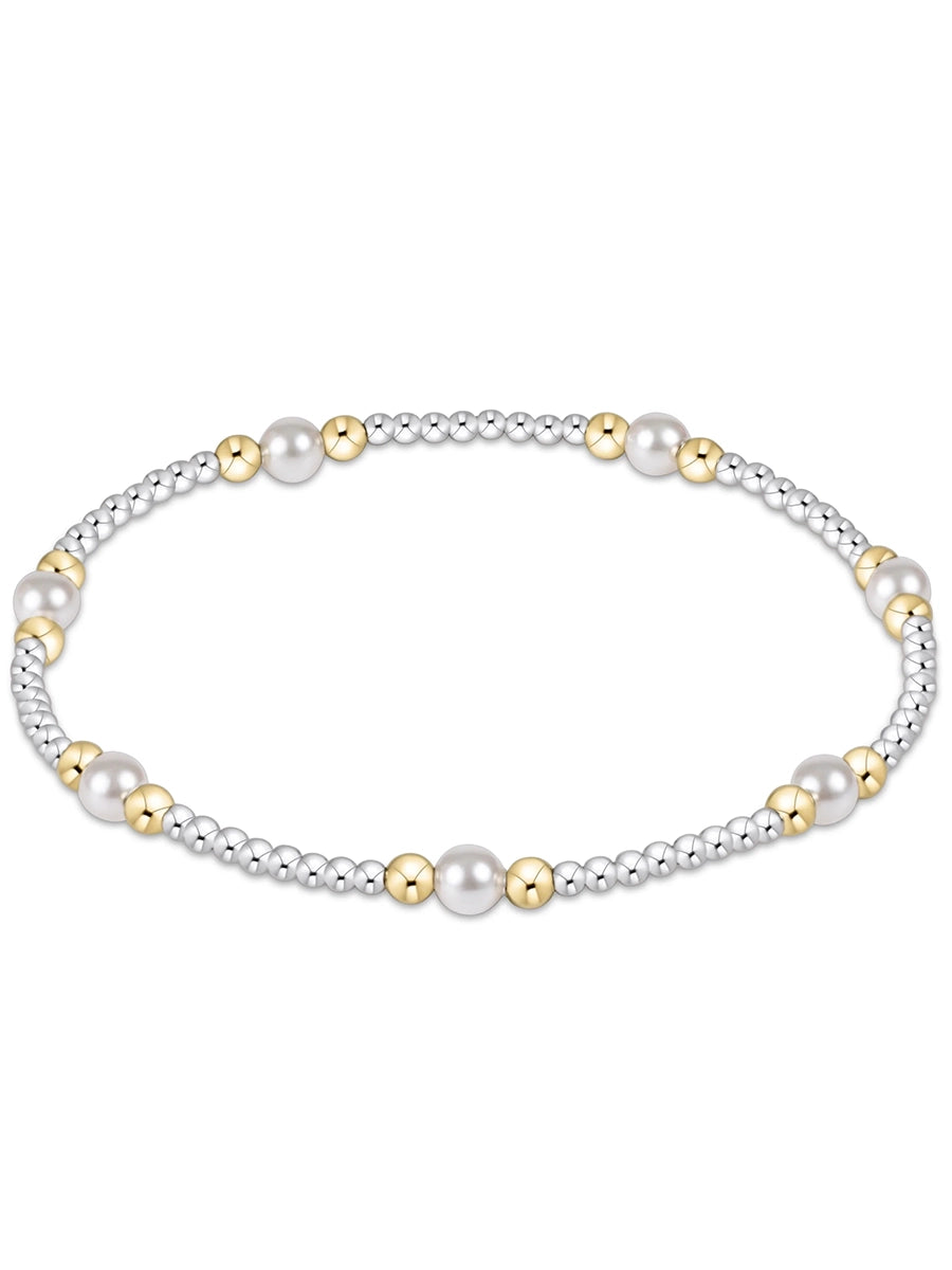 Classic Purpose Pearl 6mm Bead Bracelet, Mixed Metal (2 Sizes)