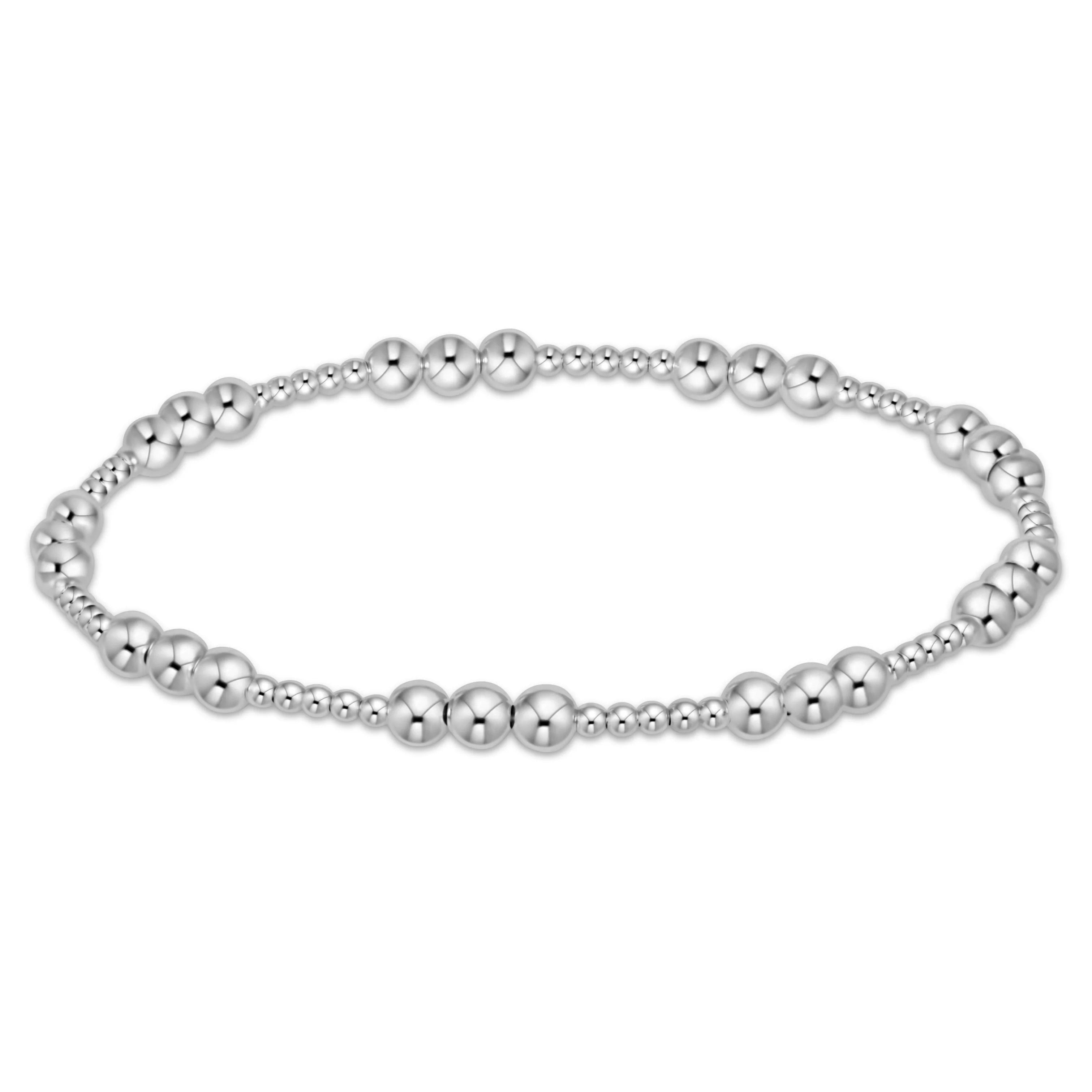 E-Newton Two Sizes Sterling Silver Beaded Bracelet