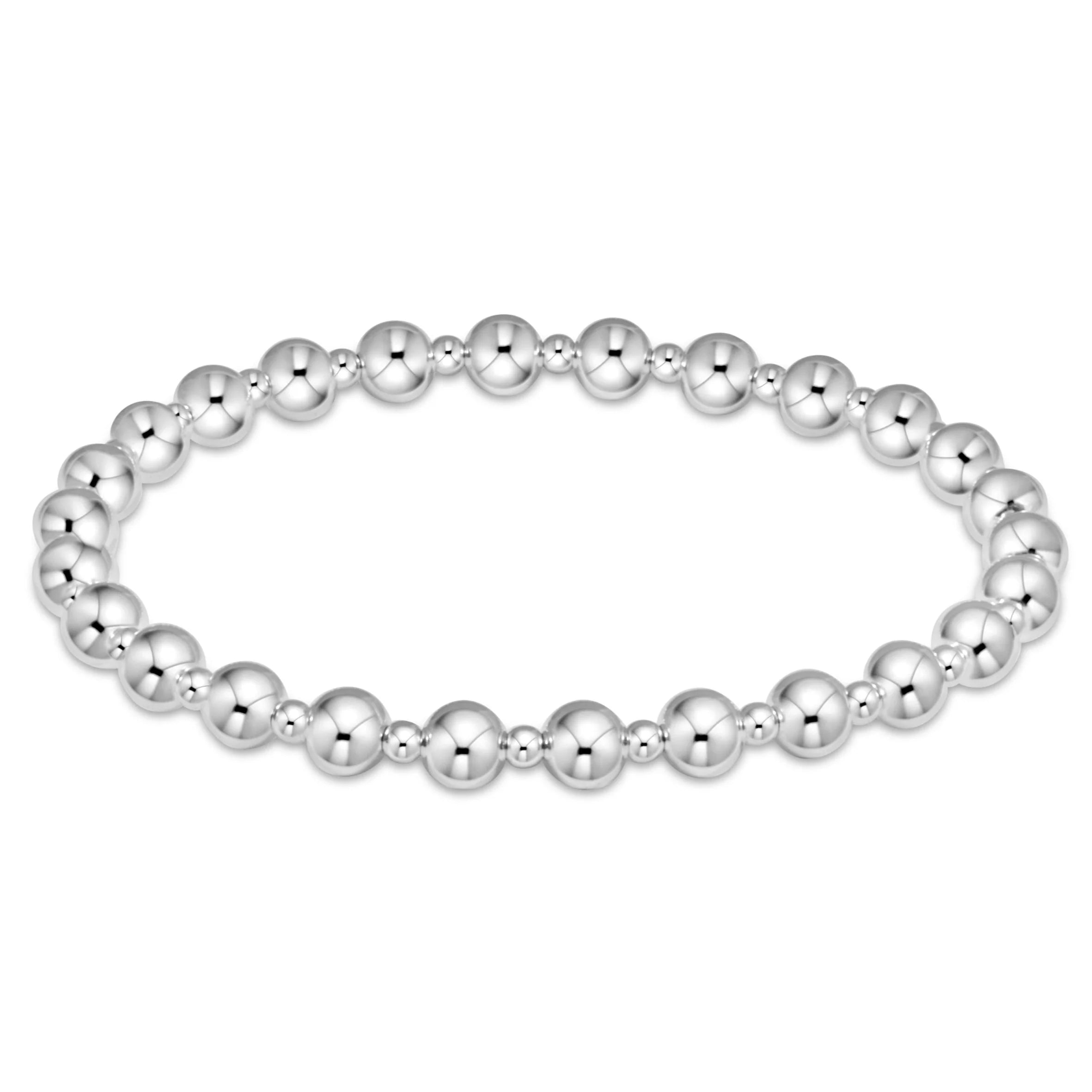 E-Newton Two Sizes Sterling Silver Beaded Bracelet
