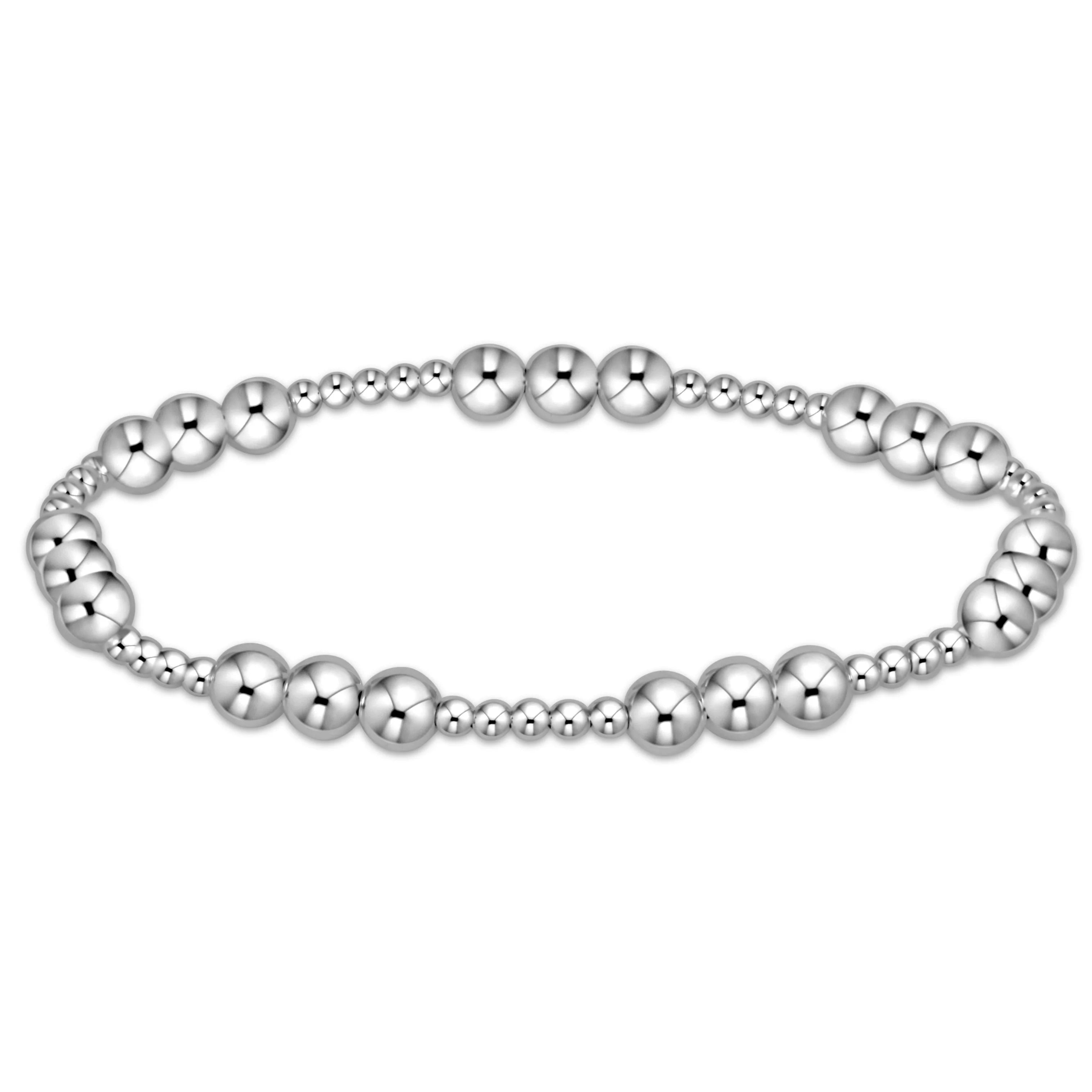 E-Newton Two Sizes Sterling Silver Beaded Bracelet