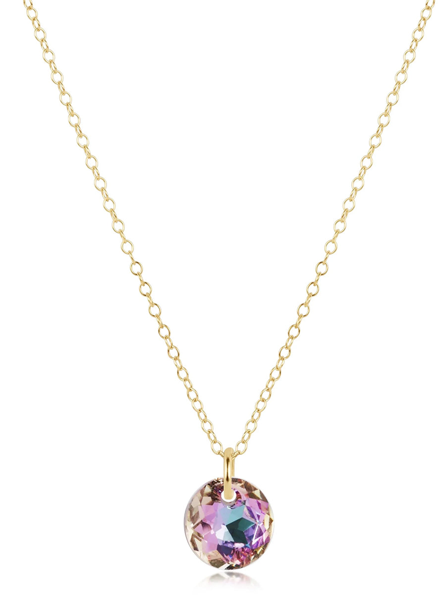 16" Gold Necklace -Small Reflection Charm (12 Colors)