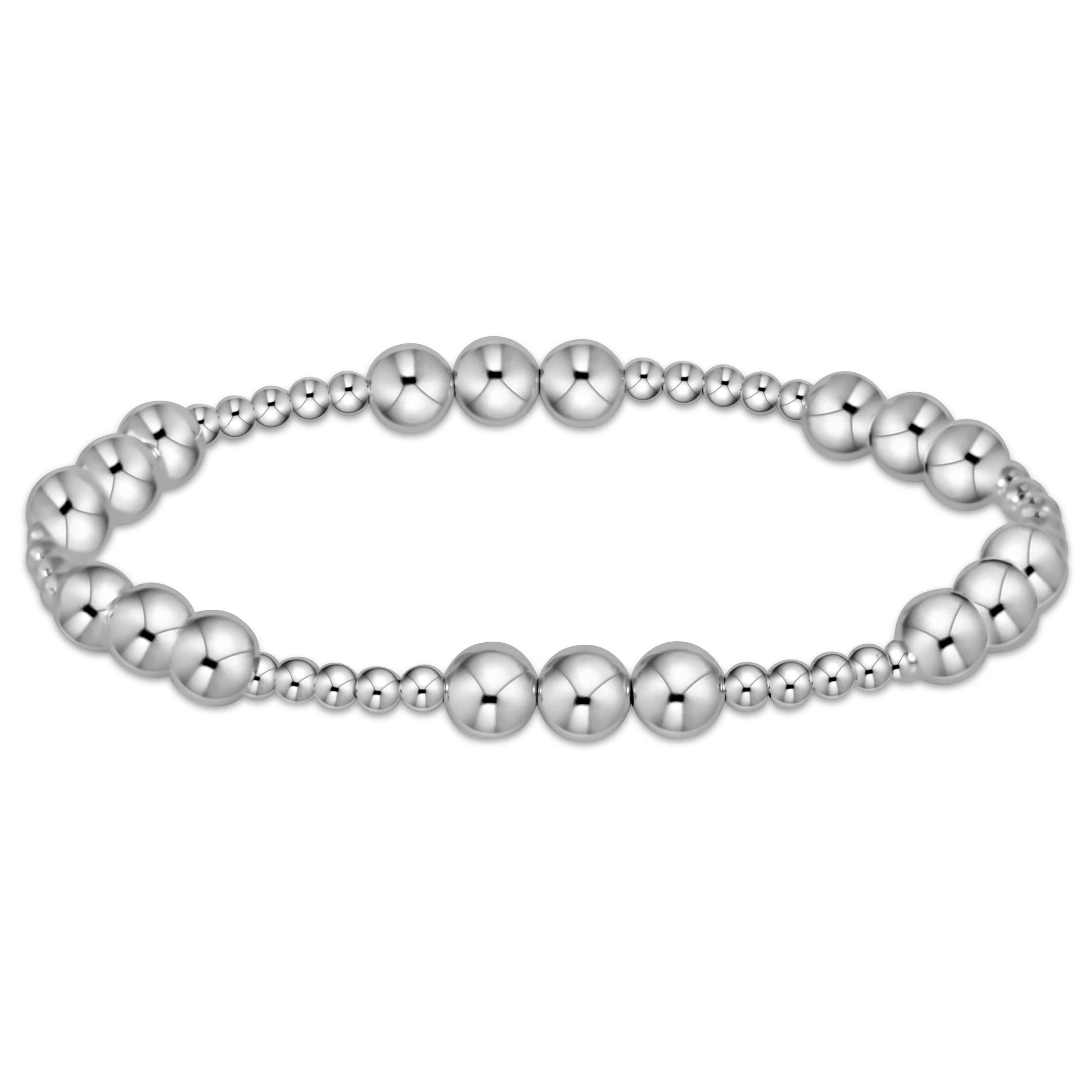 E-Newton Two Sizes Sterling Silver Beaded Bracelet