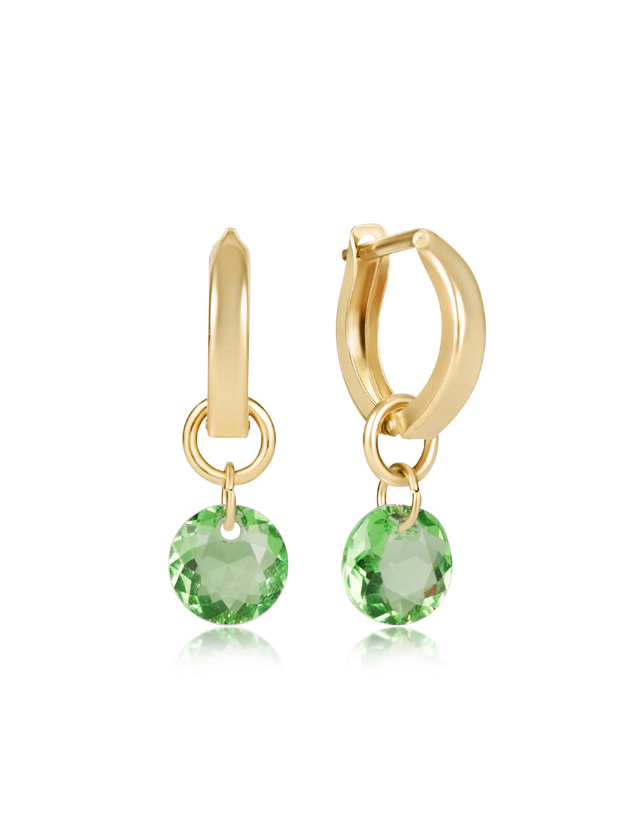 Gold Mint Green Charm Hoop Earrings