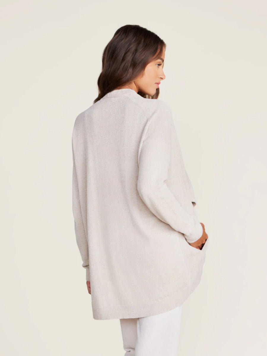 Back View of Barefoot Dreams Off-White Cardigan on Model