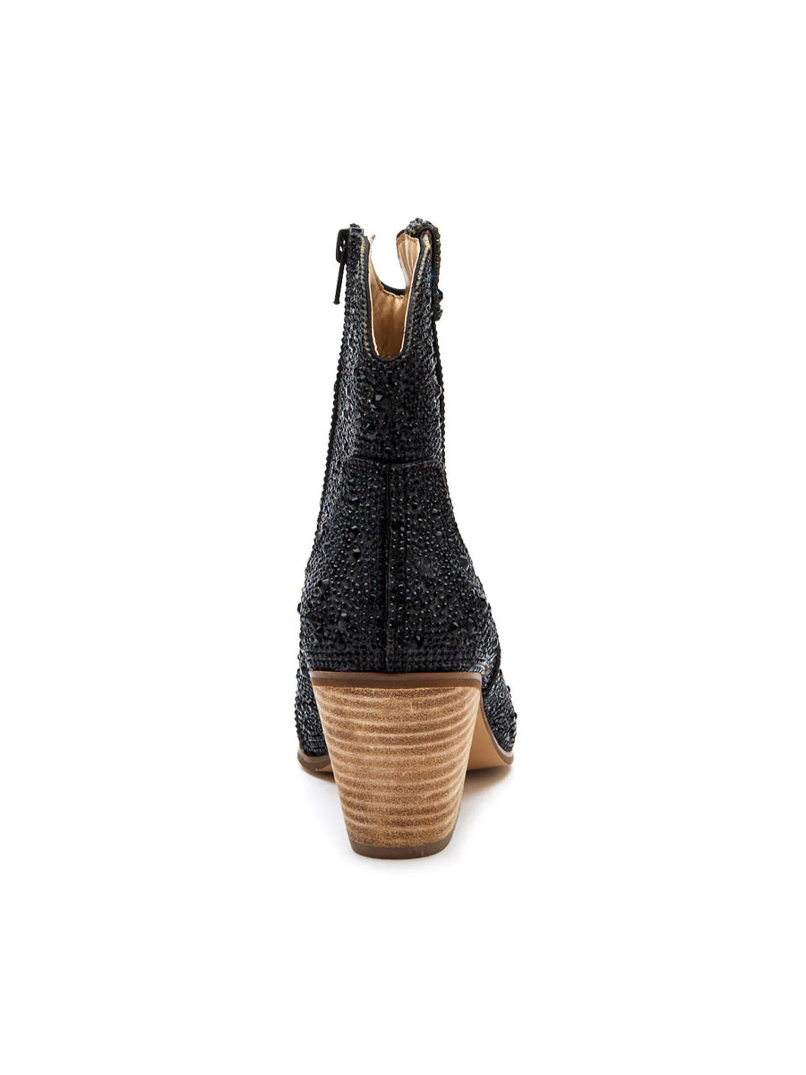 Black Western Bootie with Sparkly Rhinestones