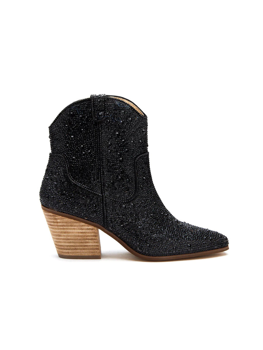 Black Western Bootie with Sparkly Rhinestones
