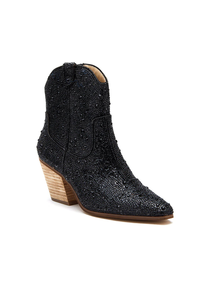 Black Western Bootie with Sparkly Rhinestones