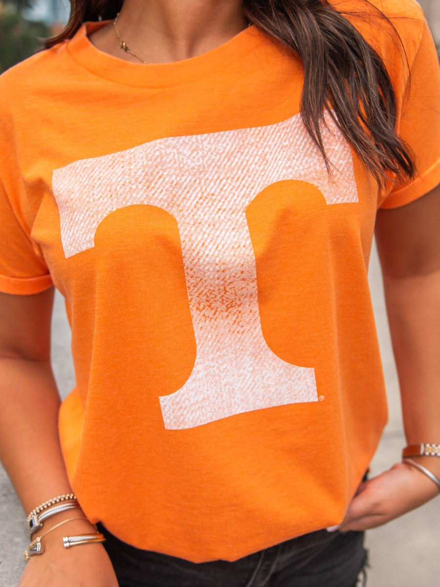 Distressed "Power T" Orange T-Shirt