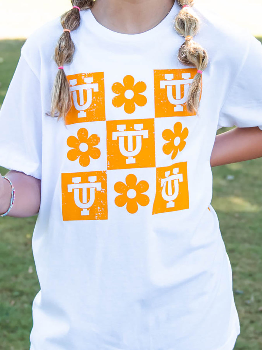 Orange and White UT Daisies Tee