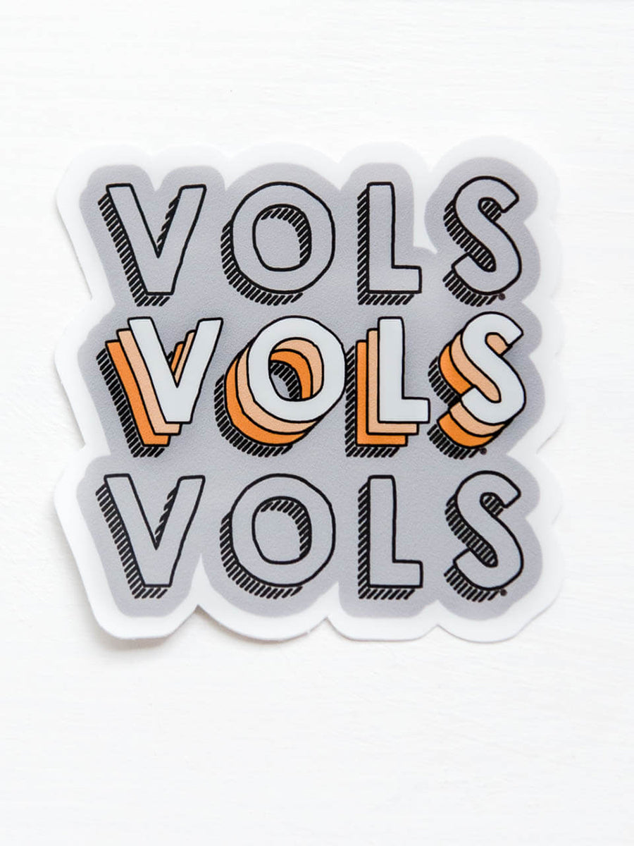 Grey and Orange Stacked VOLS Sticker