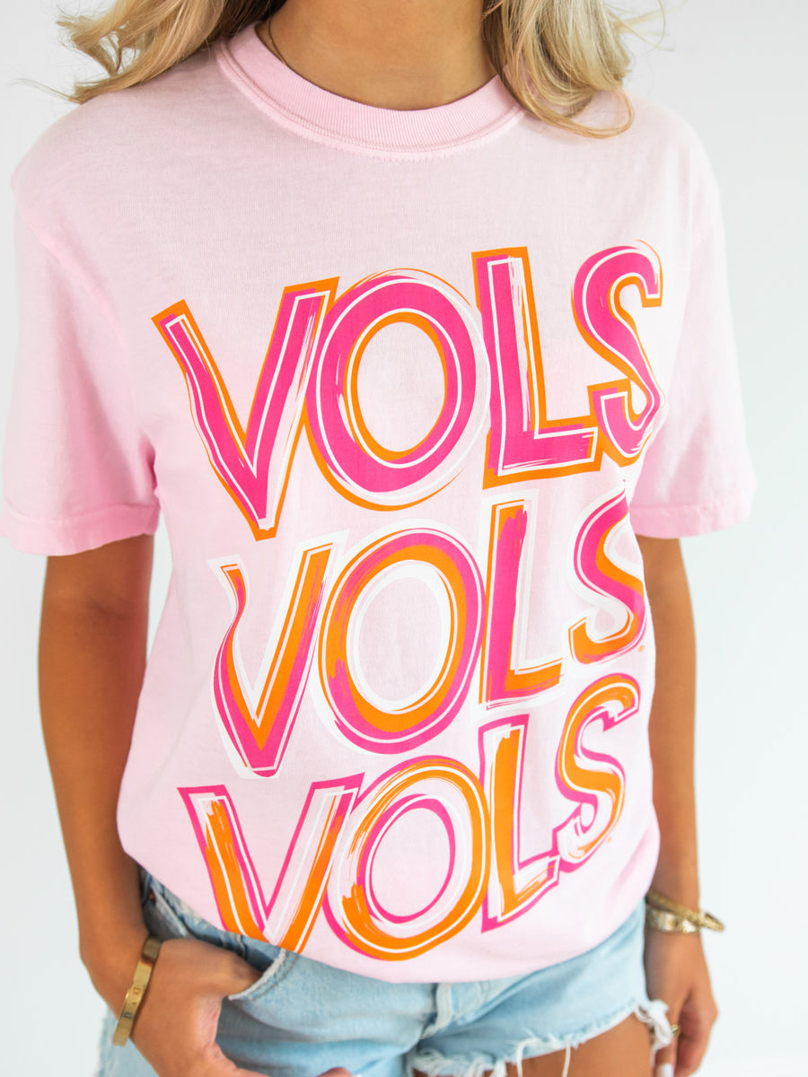 Pink and Orange VOLS Tee