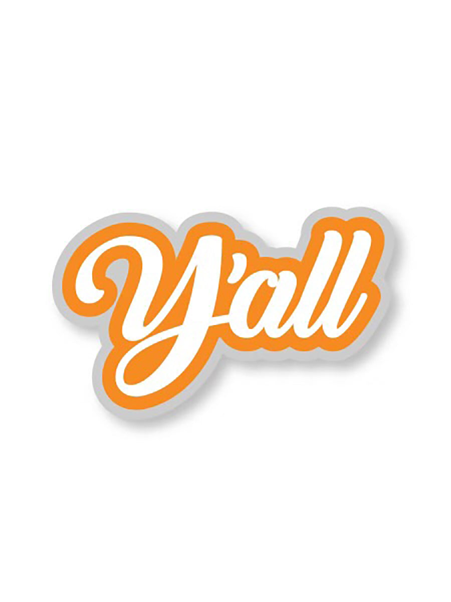 Orange and White Y'all Script Sticker