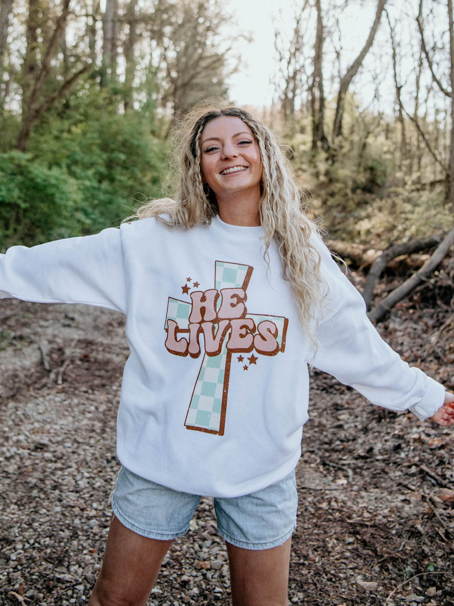 He Lives Crew Sweatshirt