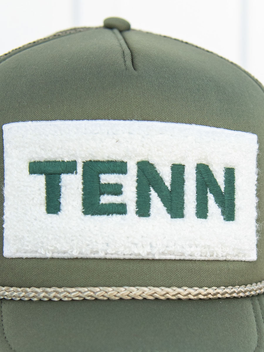 Closeup of Green TENN patch on cap
