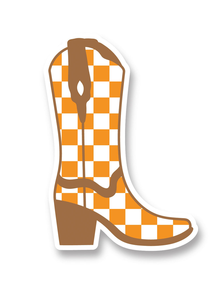 Orange and White Checkered Boot Sticker