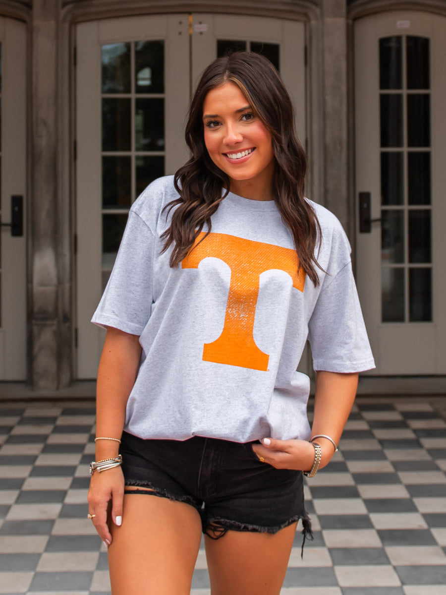 Orange Power T on Ash Grey Tee