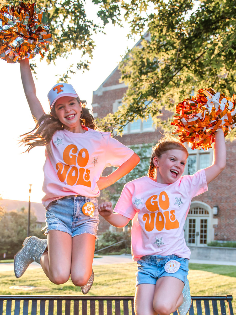 Kids "Go Vols" Sparkly Stars T-Shirt Features