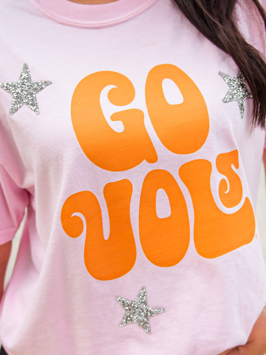 closeup of GO VOLS Starry T-Shirt