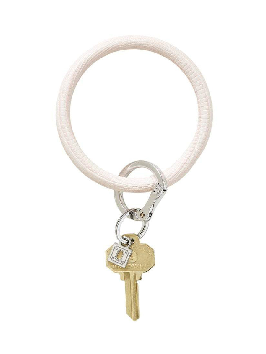 Oventure Keyring in Light Rose Quartz Lizard Leather