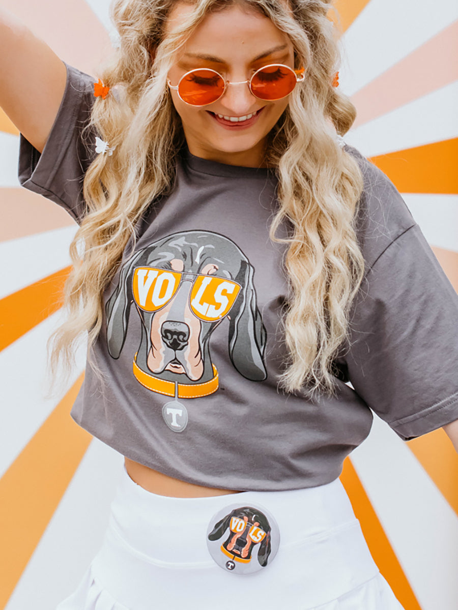 Grey Tee with Tennessee Mascot Smokey