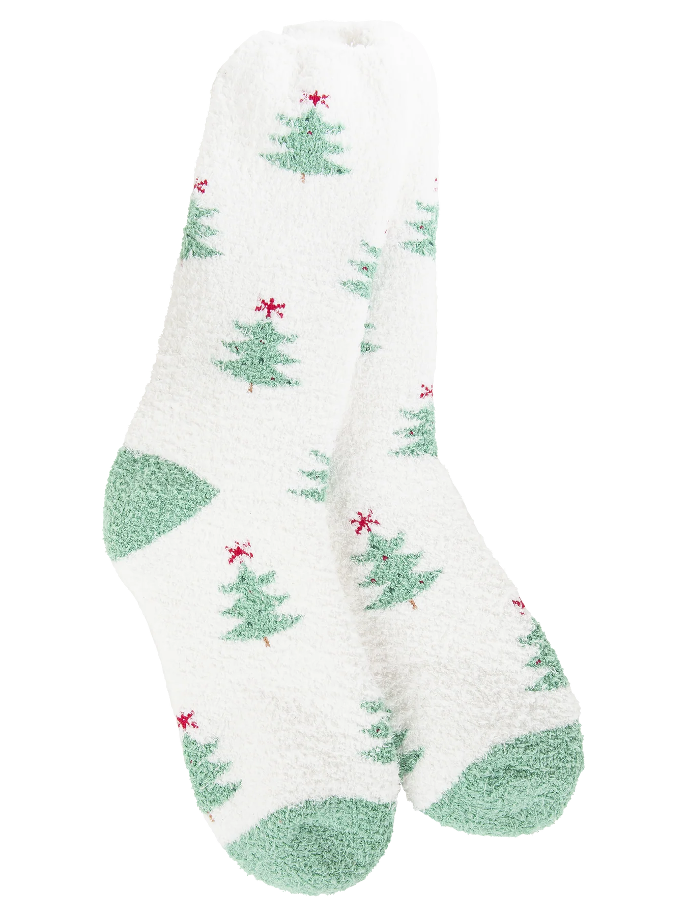 White Softest Socks with Christmas Trees