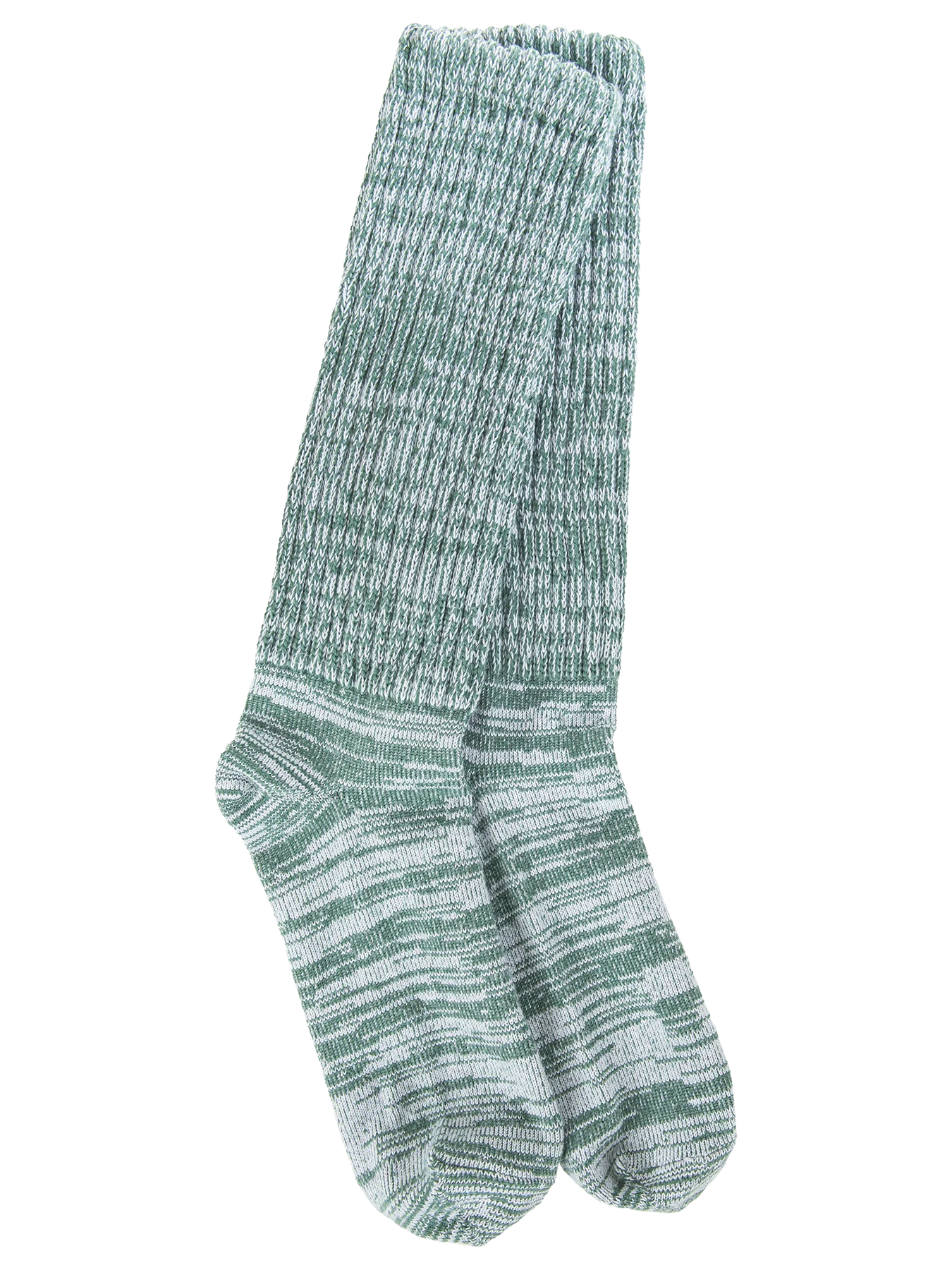 Green and white slub socks