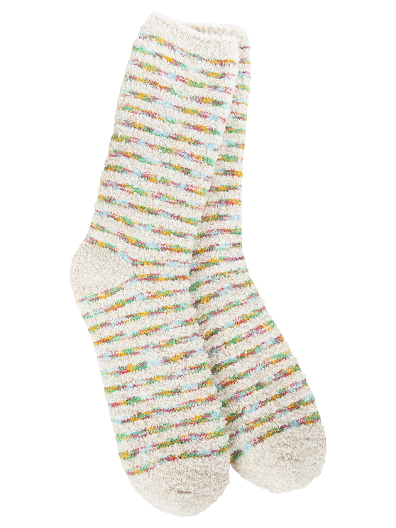 Multi-Color Striped Cream Crew Socks
