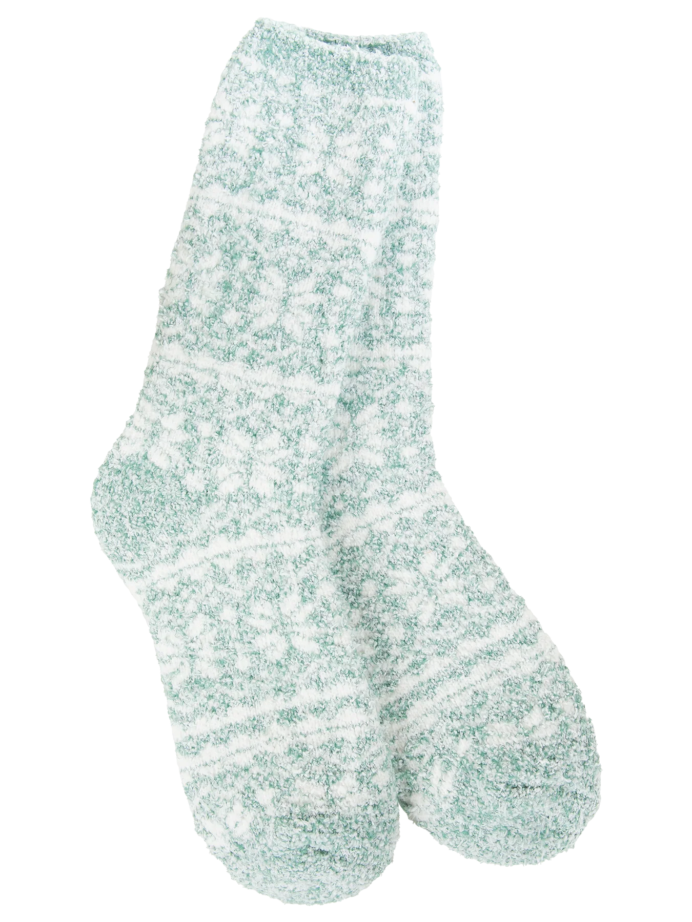 Light Green Winter Pattern Crew Socks