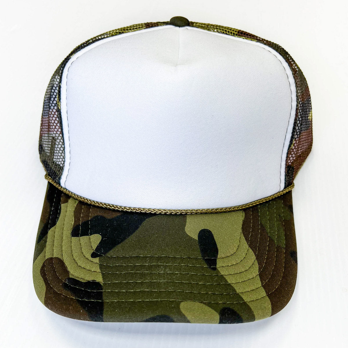 White Cap with Camo Bill