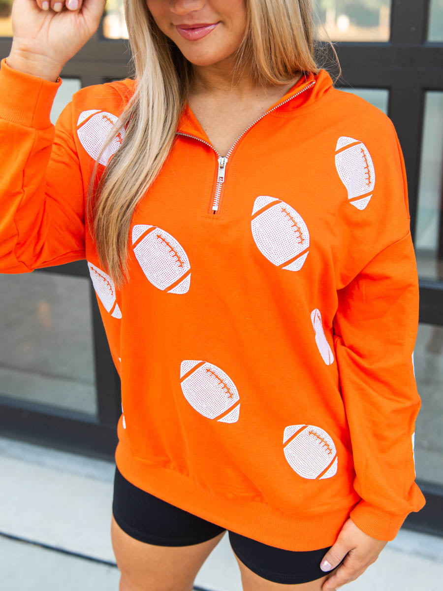Tennessee Orange Hoodie with Footballs