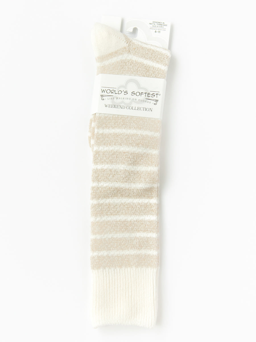World's Softest Socks in Extra Long Style with Tan Stripes