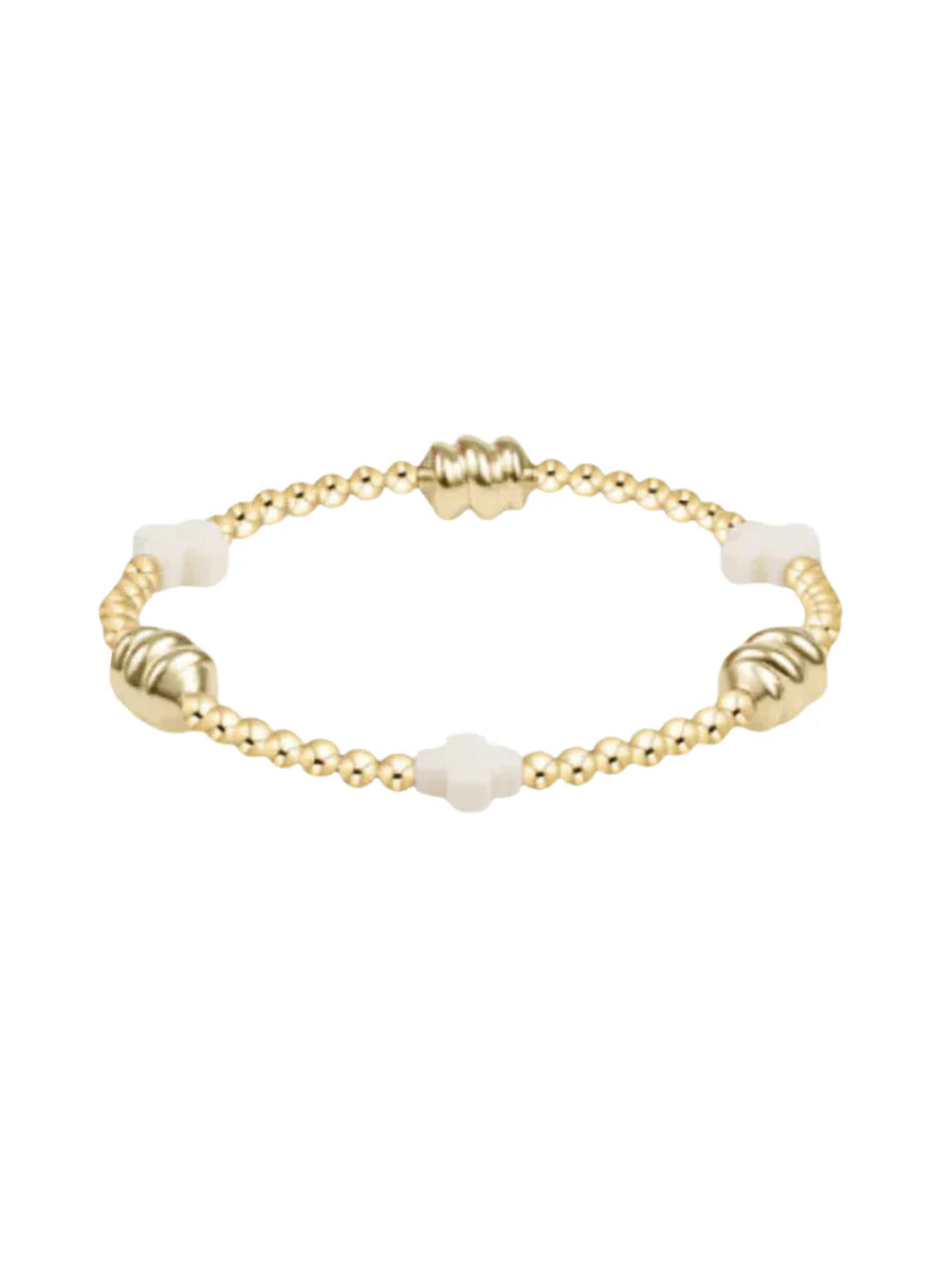 Signature Cross Admire 3mm Gold Bead Bracelet, Off-White