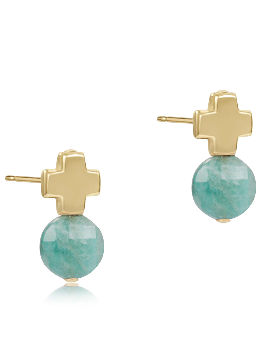 ENewton gemstone & Gold cross studs