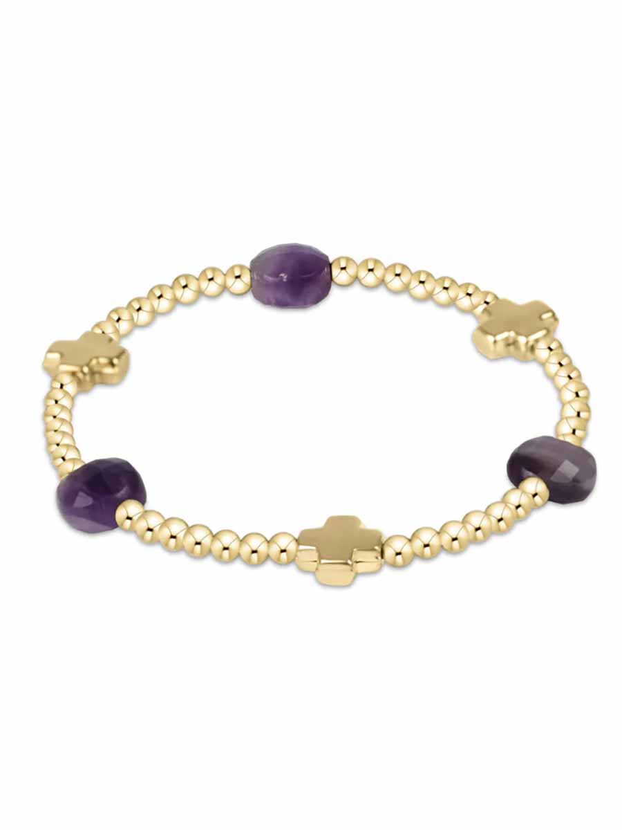Signature Cross Admire 3mm Bead Gemstone Bracelet (11 Colors)