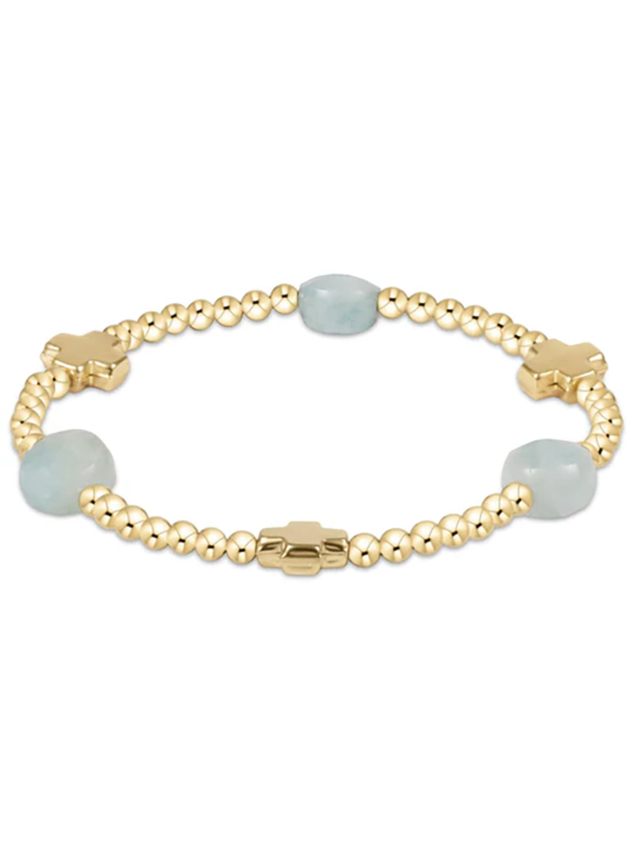 Signature Cross Admire 3mm Bead Gemstone Bracelet (11 Colors)