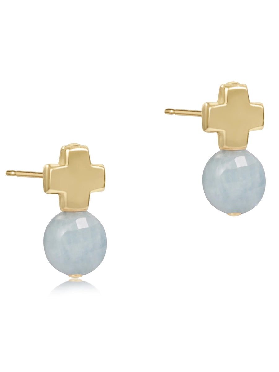 Gold cross stud earrings