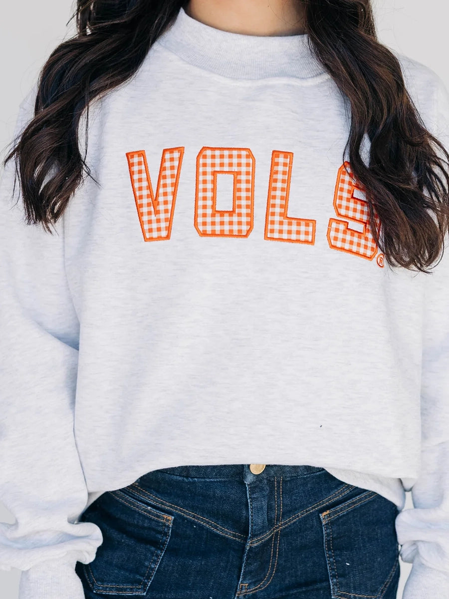 Gingham Vols Mockneck Sweatshirt
