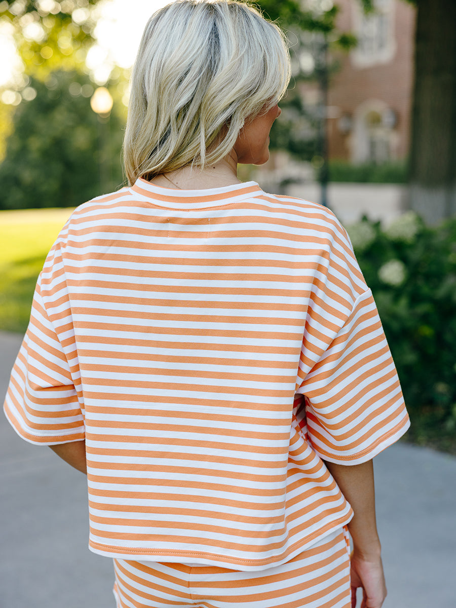 Orange Striped Oversized Boxy Tee