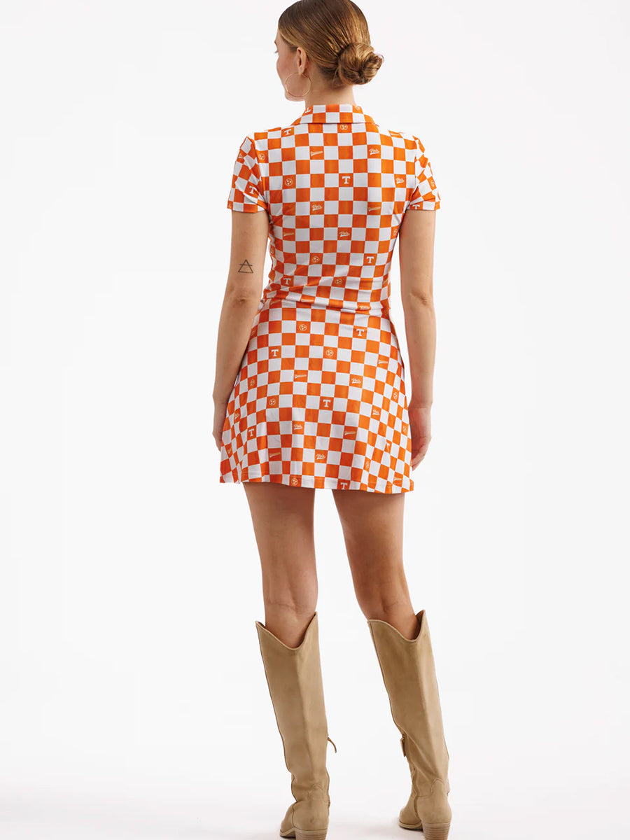 Game Day Orange Checked Wrap Dress
