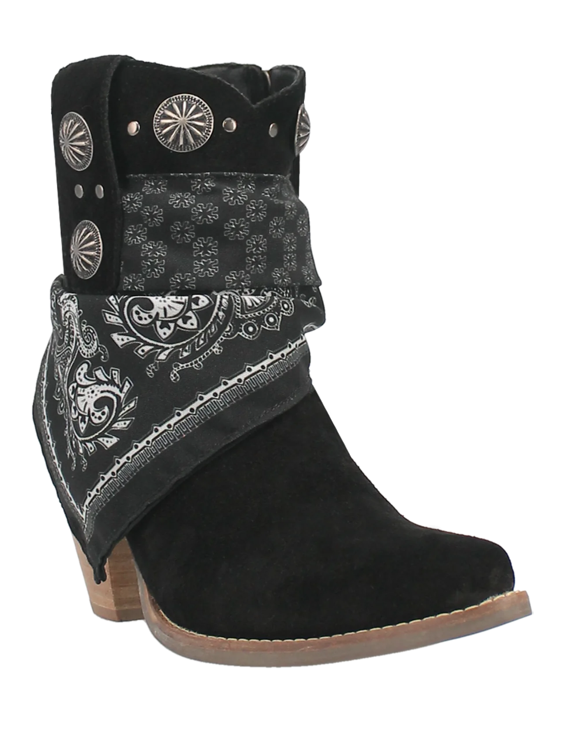 Black suede leather bandana boots