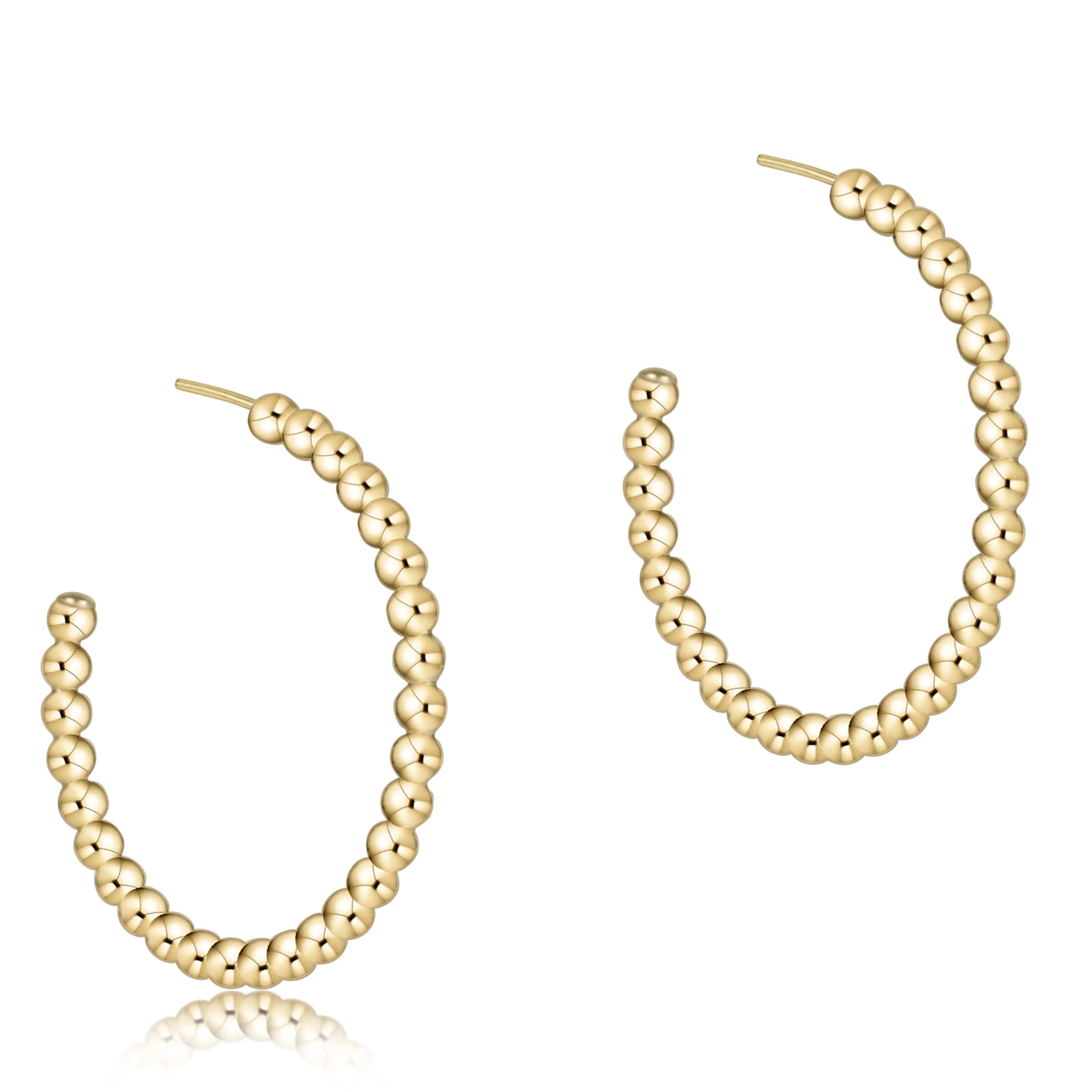 Beaded Classic 1.25" Post Hoop Gold (3 Sizes)