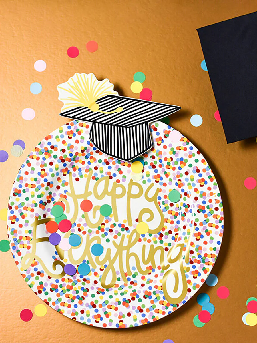 Grad cap attached to round platter